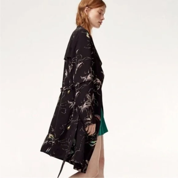 Babaton Black Trench Coat with Cream Accents - Picture 3 of 6